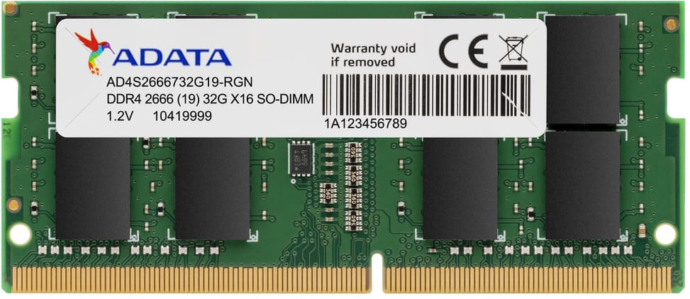 ADATA Barrette mémoire Laptop DDR4-2666 SO-DIMM 8G (AD4S266638G19-S)
