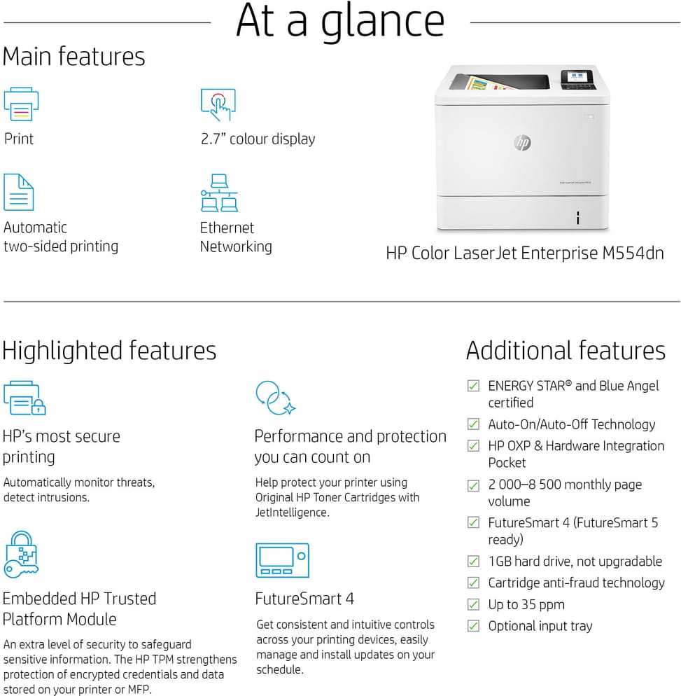 طابعة ليزر ملونة HP LaserJet Enterprise M554dn (7ZU81A) — صورة 10