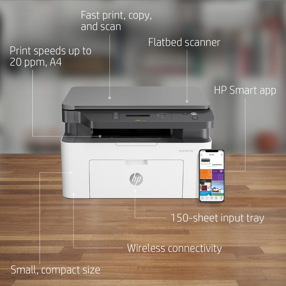 HP Laser 135w Mono MFP 3en1 A4 Wifi PPM B&W 20  (4ZB83A)