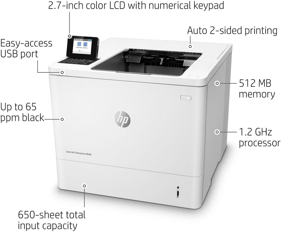 HP LaserJet Enterprise M608dn 61 ppm A4 - Réseau -  (K0Q18A)