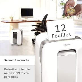 Destructeur Fellowes Powershred® LX201 — Sécurité P-5 · 22 L · 12 feuilles/passage — image 2