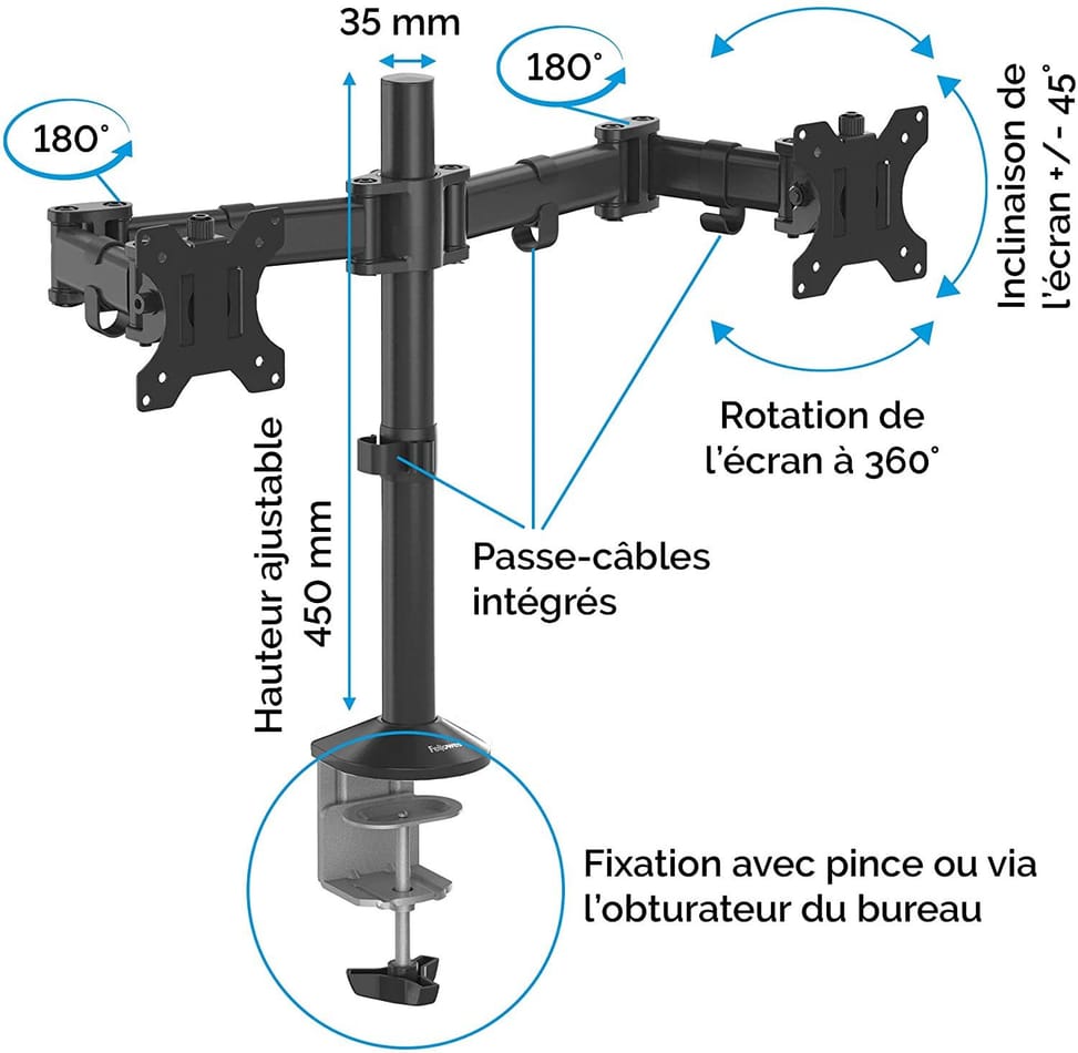 Bras porte-écran double - Reflex (F8502601)