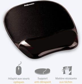 Tapis de souris - Repose-poignets Fellowes Gel Crystal™ Noir (9112101) — image 3
