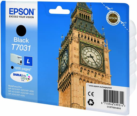 Epson T7031 Noir - Cartouche d'encre Epson "BIG BEN" d'origine (C13T70314010)