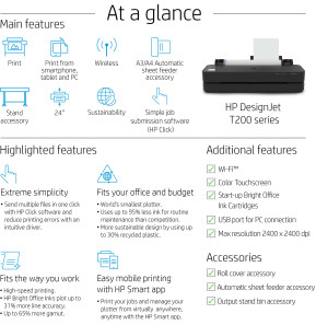 Traceur HP DesignJet T230 de 24 pouces (5HB07A)