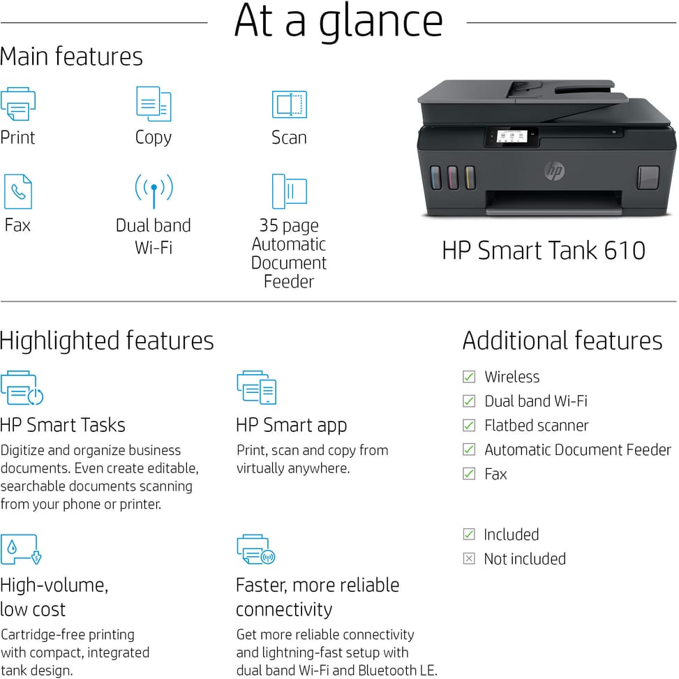 طابعة متعددة الوظائف بخزانات حبر قابلة للتعبئة HP Smart Tank 615 (Y0F71A) — صورة 6