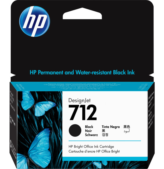 HP 712 Noir - Cartouche d'encre HP d'origine (3ED70A)