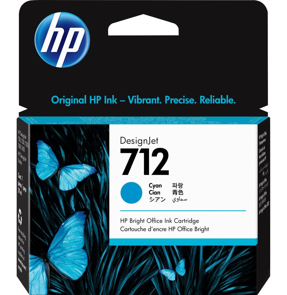 HP 712 Cyan - Cartouche d'encre HP d'origine (3ED67A) HP 712 Cyan - Cartouche d'encre HP d'origine (3ED67A)