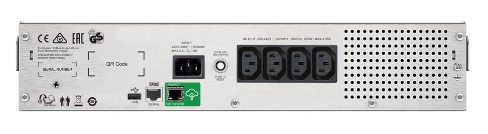 جهاز UPS تفاعلي خطي (Line-interactive) APC Smart-UPS SMC SMC1500I-2UC - 900 W / 1500 VA - 4 مقابس C13 — صورة 4