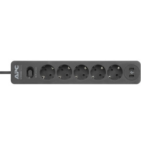 APC Essential SurgeArrest 5 Outlet 2 USB Ports Bla  (PME5U2B-GR)