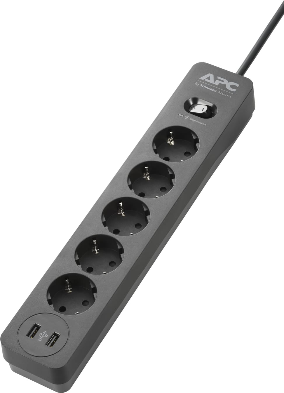 APC Essential SurgeArrest 5 Outlet 2 USB Ports Bla  (PME5U2B-GR)