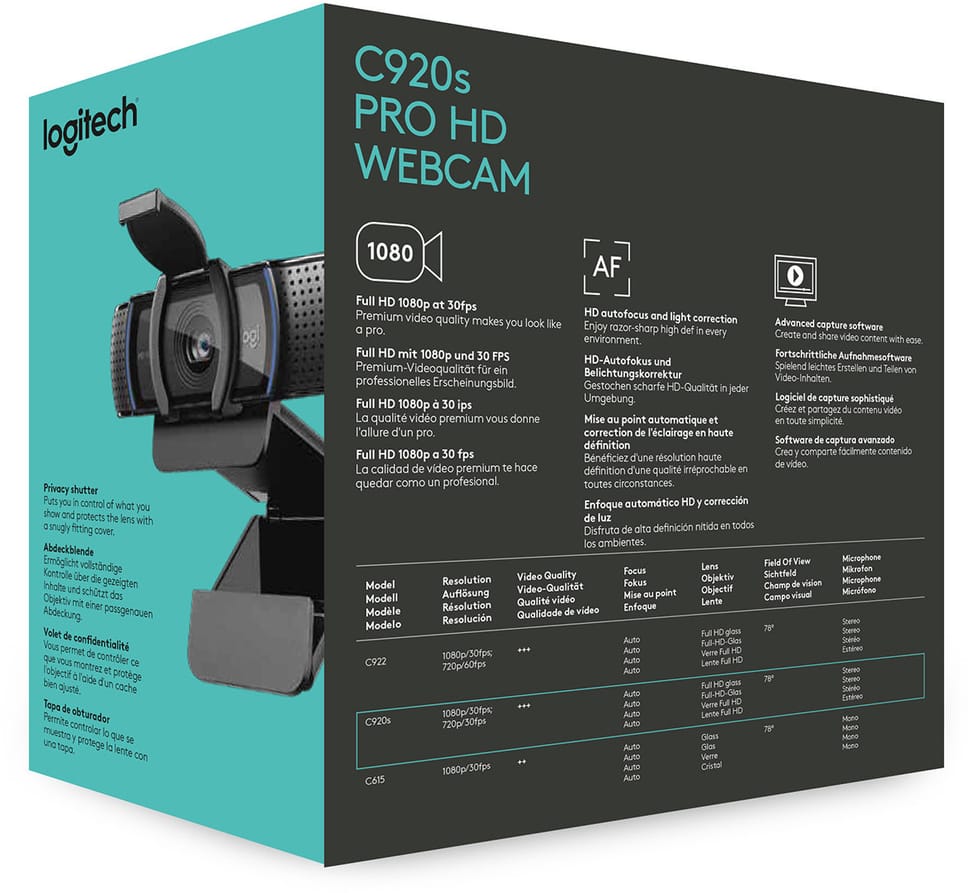 Webcam Logitech HD Pro C920s (960-001252)