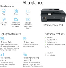 Imprimante multifonction à réservoirs rechargeables HP Smart Tank 530 (4SB24A)
