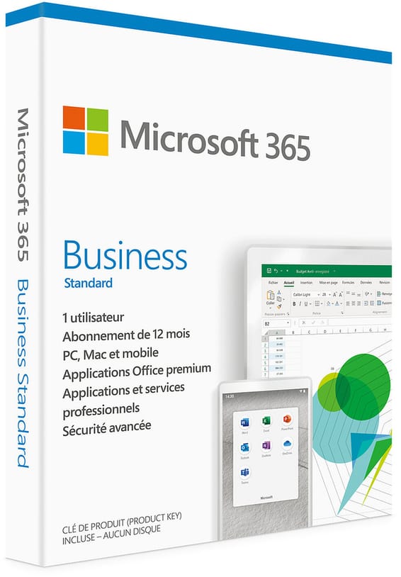 Microsoft 365 Business Standard Français - 1 an - 5 PC ou MAC pour 1 utilisateur (KLQ-00508)