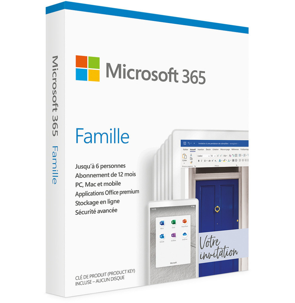 Microsoft Office 365 Famille Français - 1 an (6GQ-01202)