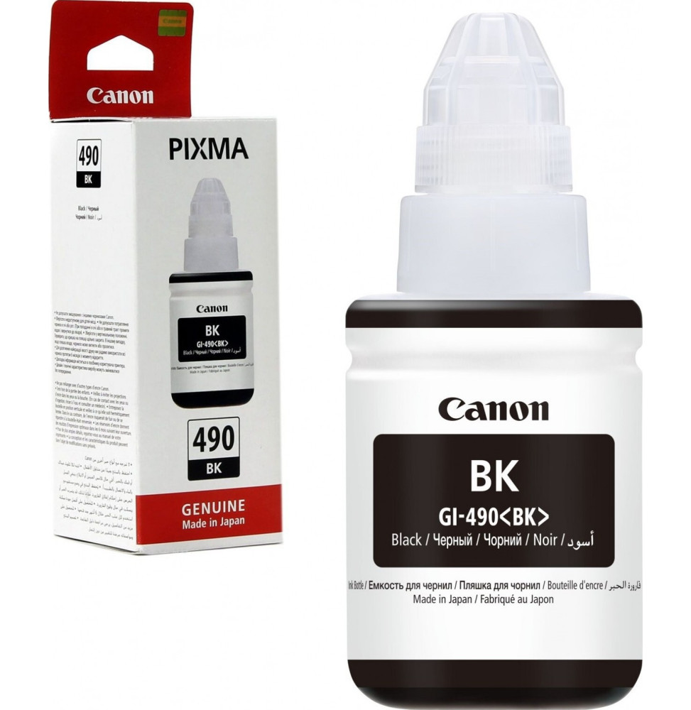 Pack Bouteilles d'encre Canon - Original - Black + Cyan + Yellow + Magenta  GI-490 pour les imprimantes PIXMA