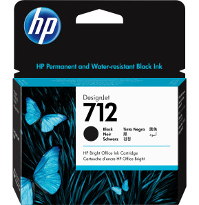 HP 712 Noir - Cartouche d'encre HP d'origine (3ED71A)