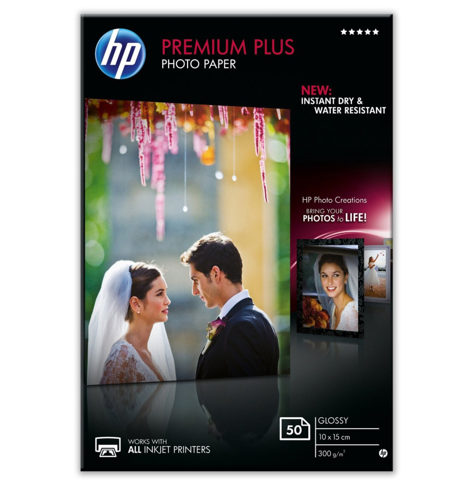 Papier photo brillant HP Premium Plus (50 feuilles/ 10 x 15 cm) (CR695A)