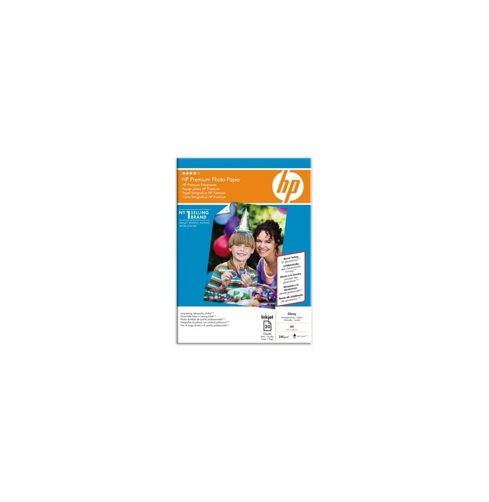 Papier photo à finition brillante HP Premium (20 feuilles/ A4/ 210 x 297 mm) (Q2519A)