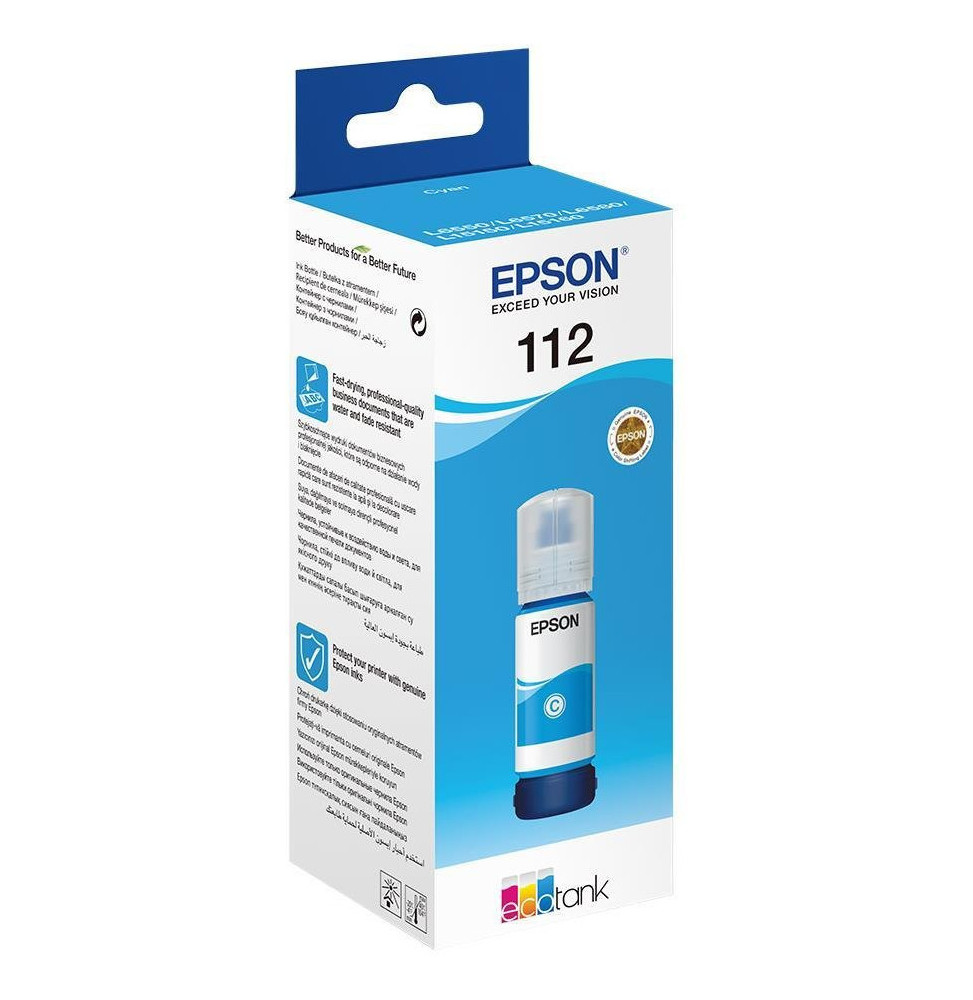 Epson 112 Cyan - Bouteille d'encre Epson EcoTank d'origine (C13T06C24A)