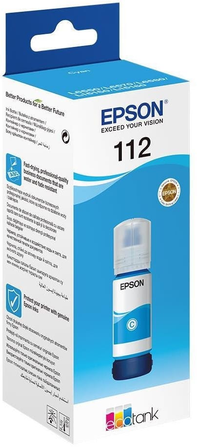 Epson 112 Cyan - Bouteille d'encre Epson EcoTank d'origine (C13T06C24A)