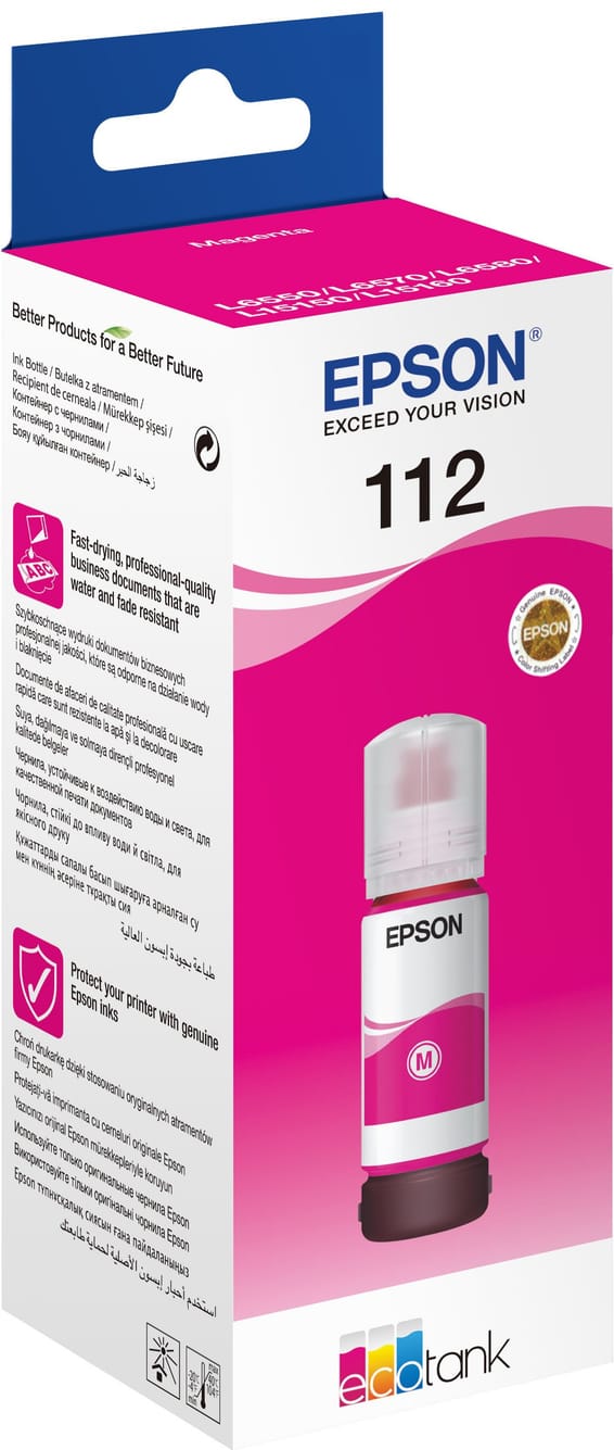 Epson 112 Magenta - Bouteille d'encre Epson EcoTank d'origine (C13T06C34A)