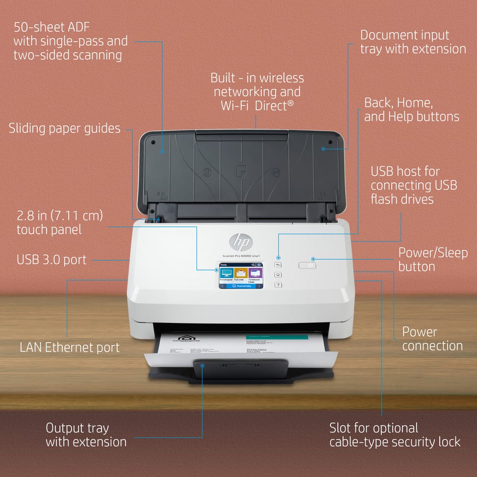 ماسح ضوئي HP ScanJet Pro N4000 snw1 (6FW08A) — صورة 7