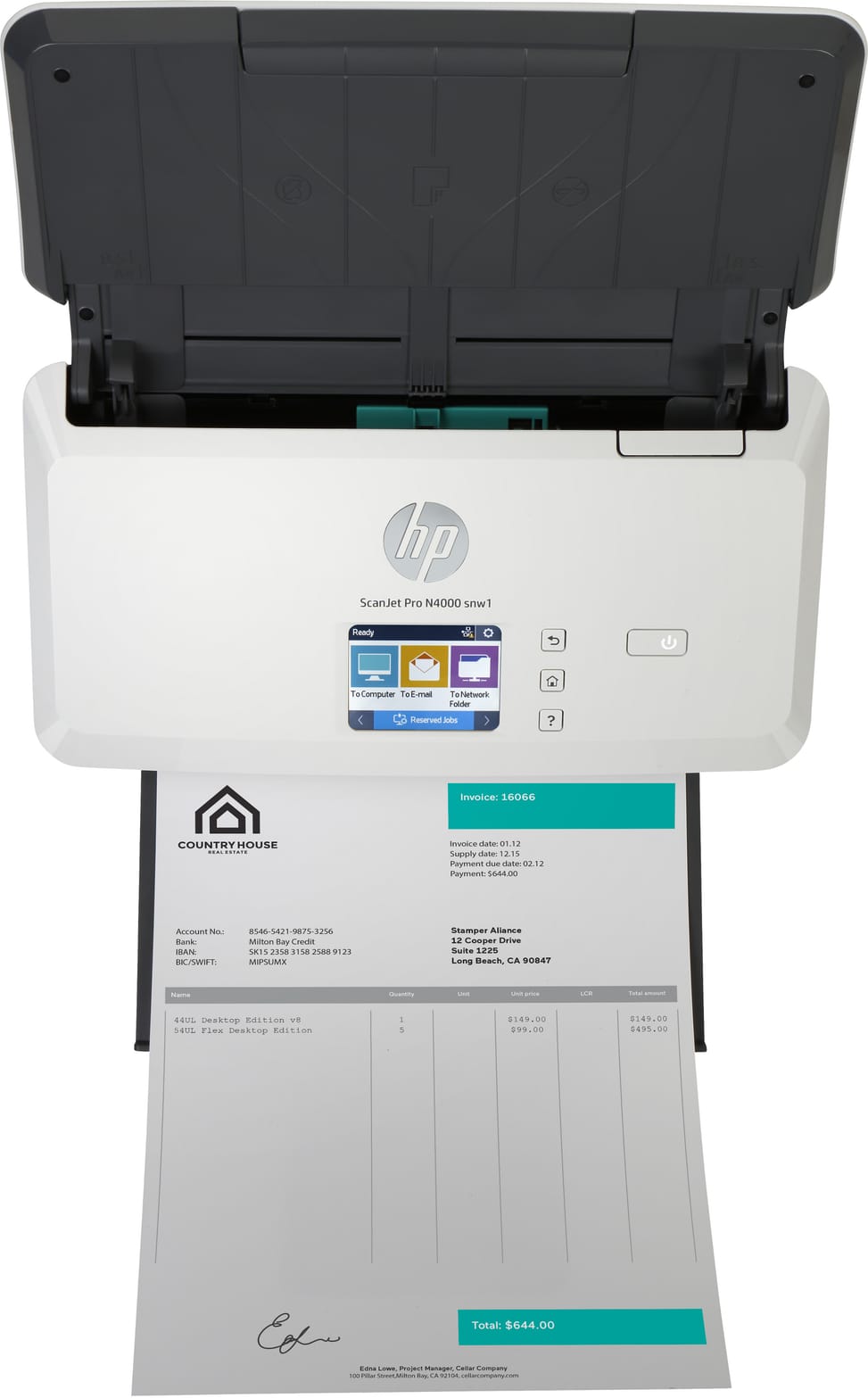 ماسح ضوئي HP ScanJet Pro N4000 snw1 (6FW08A) — صورة 6