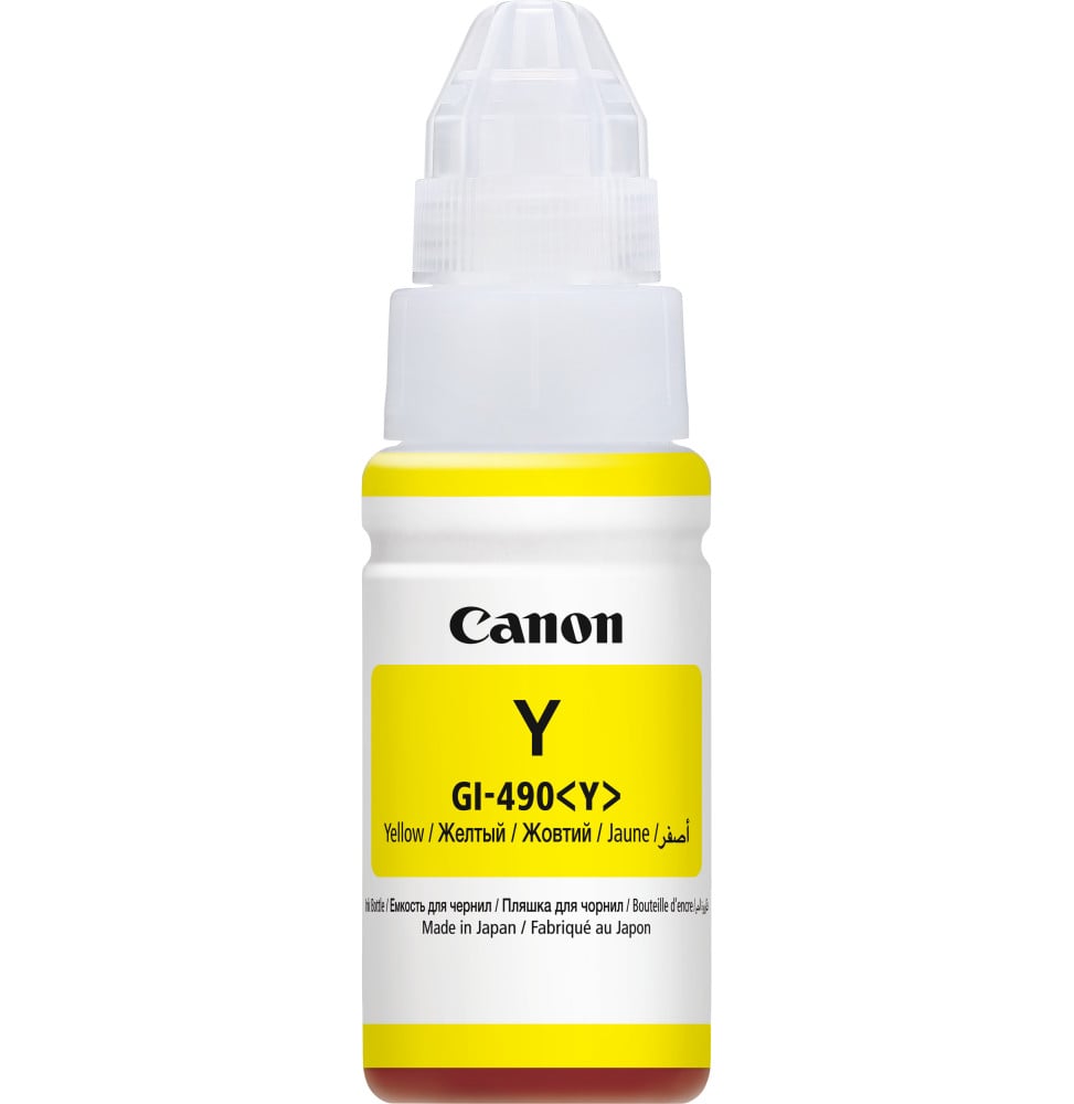 Détails de la bouteille d'encre Canon Jaune