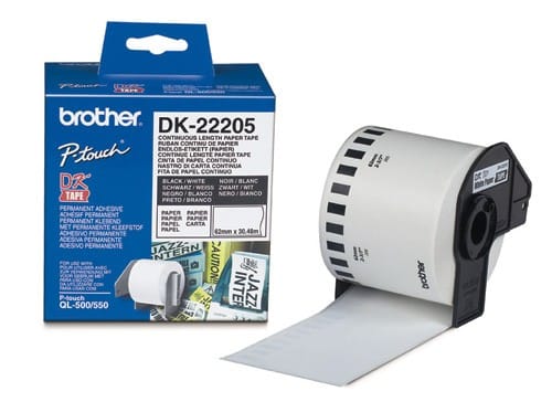 Ruban Brother continu support papier adhésif de 30 m et largeur 62 mm (DK22205)