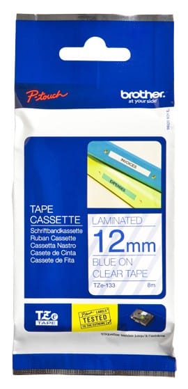 Cassette à ruban Brother TZe-133 - Bleu/Transparent, 12 mm de large / 8 m de long — image 1