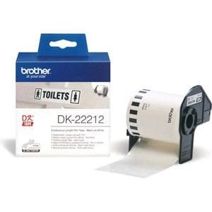 Ruban continu support film adhésif Brother Noir/Blanc 15m x 62 mm (DK22212)