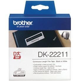 Ruban continu support film adhésif Brother Noir/Blanc 15m x 29 mm (DK22211) — image 1