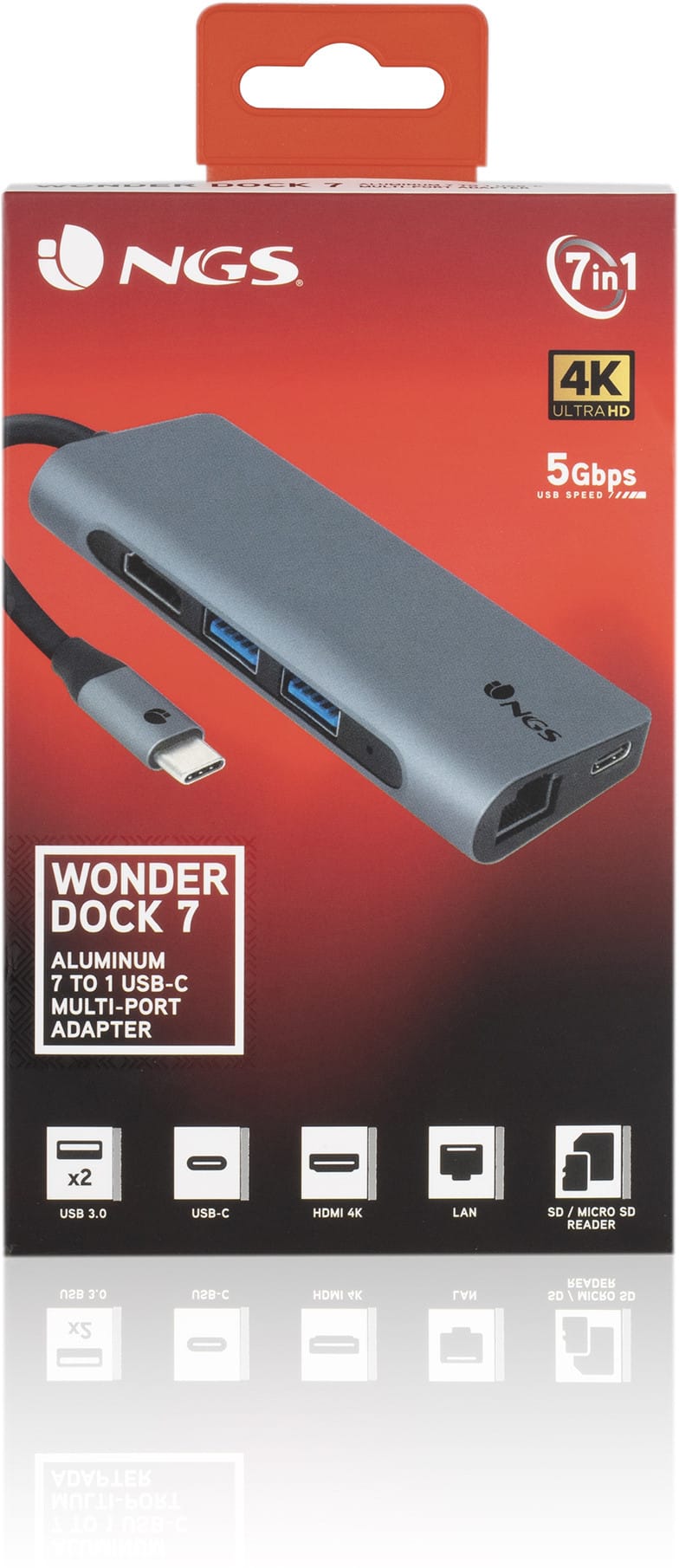 NGS DOCK 7 TO 1 USB-C 2USB A HDMI 4K LAN MICR (WONDERDOCK7)