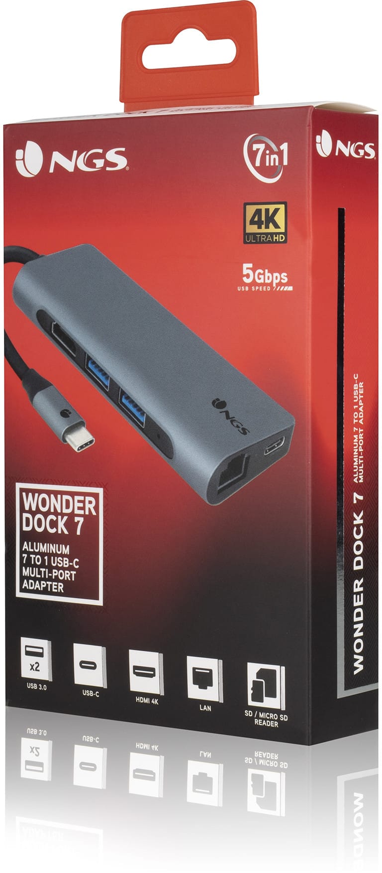 NGS DOCK 7 TO 1 USB-C 2USB A HDMI 4K LAN MICR (WONDERDOCK7)