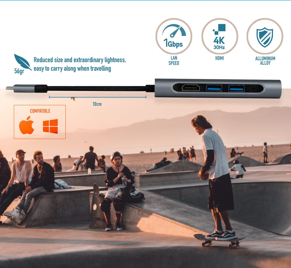 NGS DOCK 7 TO 1 USB-C 2USB A HDMI 4K LAN MICR (WONDERDOCK7)