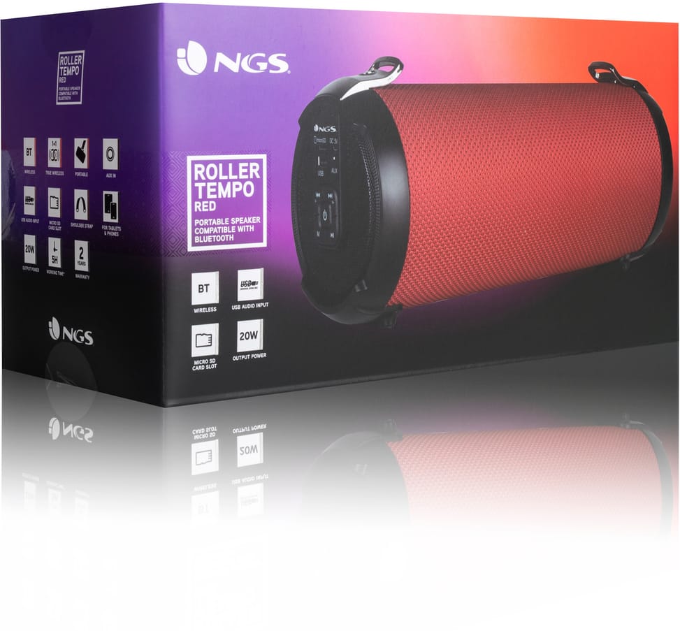 Haut-parleur portable NGS Roller Tempo rouge 20W (ROLLERTEMPORED)
