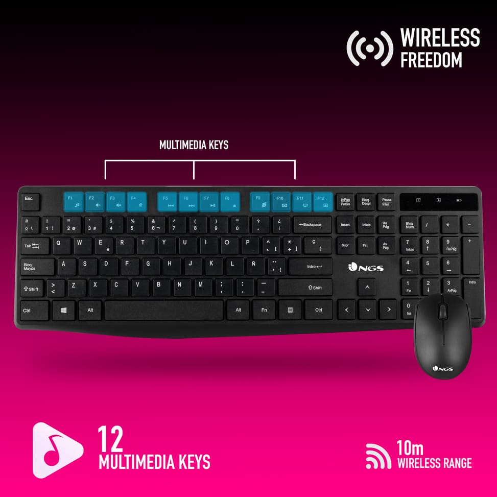 Pack Clavier/Souris sans fil NGS Allure (ALLUREKIT)