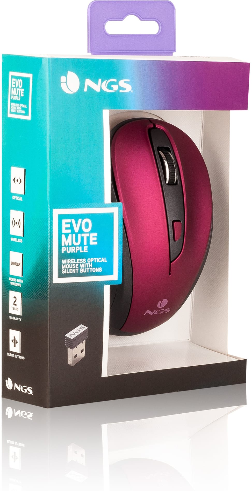 Souris sans fil NGS Evo Mute Violet (EVOMUTEPURPLE)