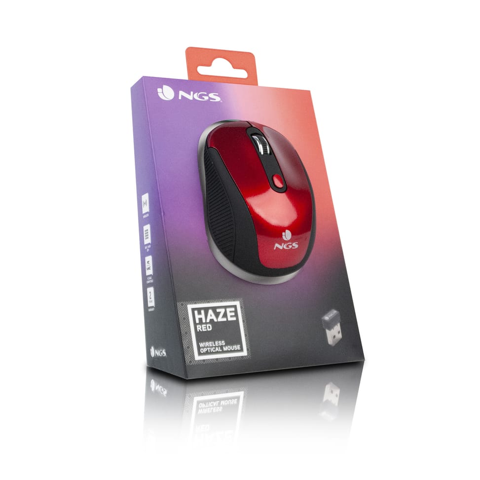 Souris sans fil NGS Haze Rouge avec nano-récepteur (HAZERED)
