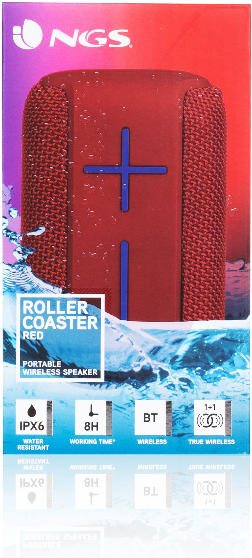 Enceinte Waterproof NGS Roller Coaster Rouge 10W (ROLLERCOASTERRED)