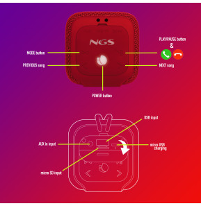 Enceinte Waterproof NGS Roller Coaster Rouge 10W (ROLLERCOASTERRED)
