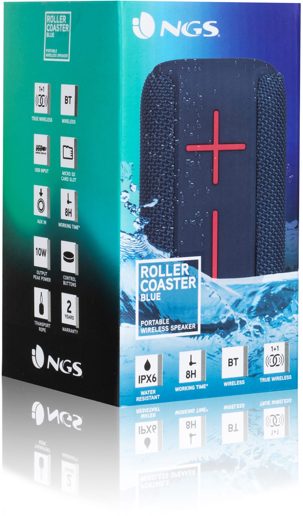 Enceinte Waterproof NGS Roller Coaster bleue 10W (ROLLERCOASTERBLUE)