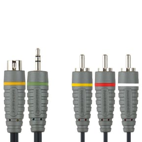 Bandridge Câble multimédia S-Vidéo (1x 3.5mm Male, 1x S-Video Male, 3x RCA Male) - 2 mètre (BVL6902)