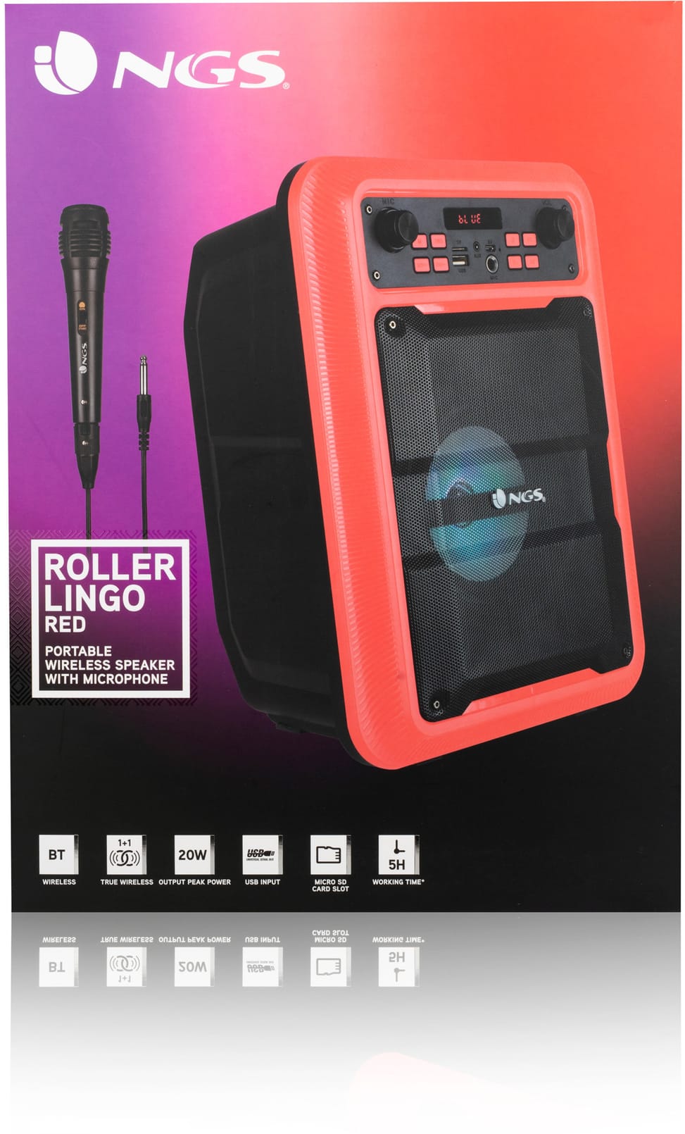 Haut-parleurs 5" sans fil NGS Roller Lingo rouge 20W (ROLLERLINGORED)