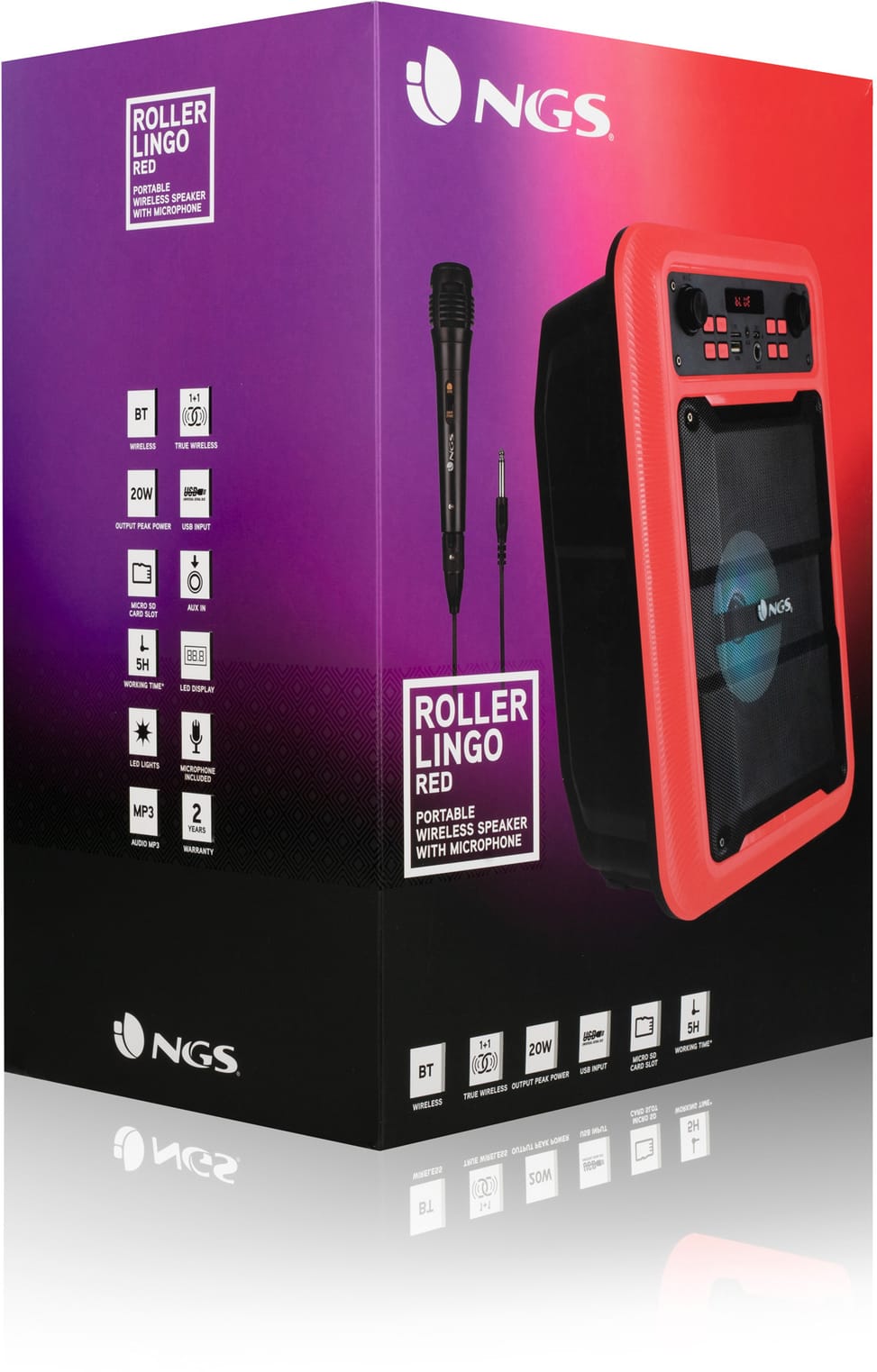 Haut-parleurs 5" sans fil NGS Roller Lingo rouge 20W (ROLLERLINGORED)