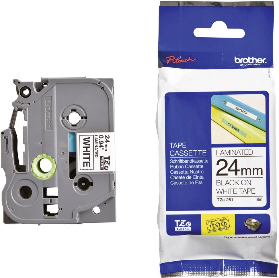 Brother TZe-251 Tape Cassette - Black on white, 24 mm wide / 8 m long — image 1