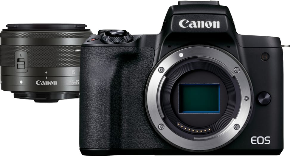 Appareil photo hybride Canon EOS M50 Mark II noir + objectif EF-M 15-45mm f/3.5-6.3 IS STM graphite (4728C007AA)