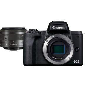 Appareil photo hybride Canon EOS M50 Mark II noir + objectif EF-M 15-45mm f/3.5-6.3 IS STM graphite (4728C007AA)