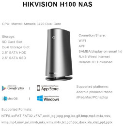 Boîtier de disque dur externe NAS HIKVISION Réseau Wifi Cloud privé (HS-AFS-H100I/1GB/TUT)